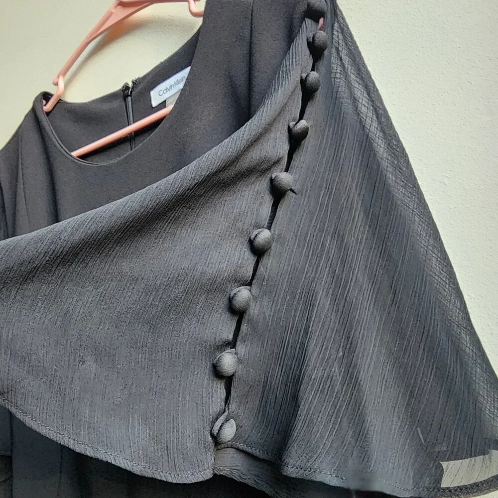 NWT Calvin Klein Black Flutter Sleeve Sheath Dress Size 18W - Picture 12 of 16